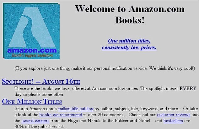 Amazon first homepage design